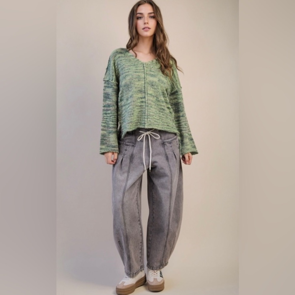Very J Gray Drawstring Boyfriend Jeans